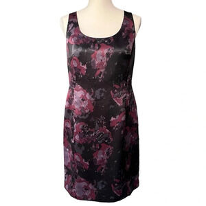 Ann Taylor Black and Purple Floral Sleeveless Sheath Dress Size 8P